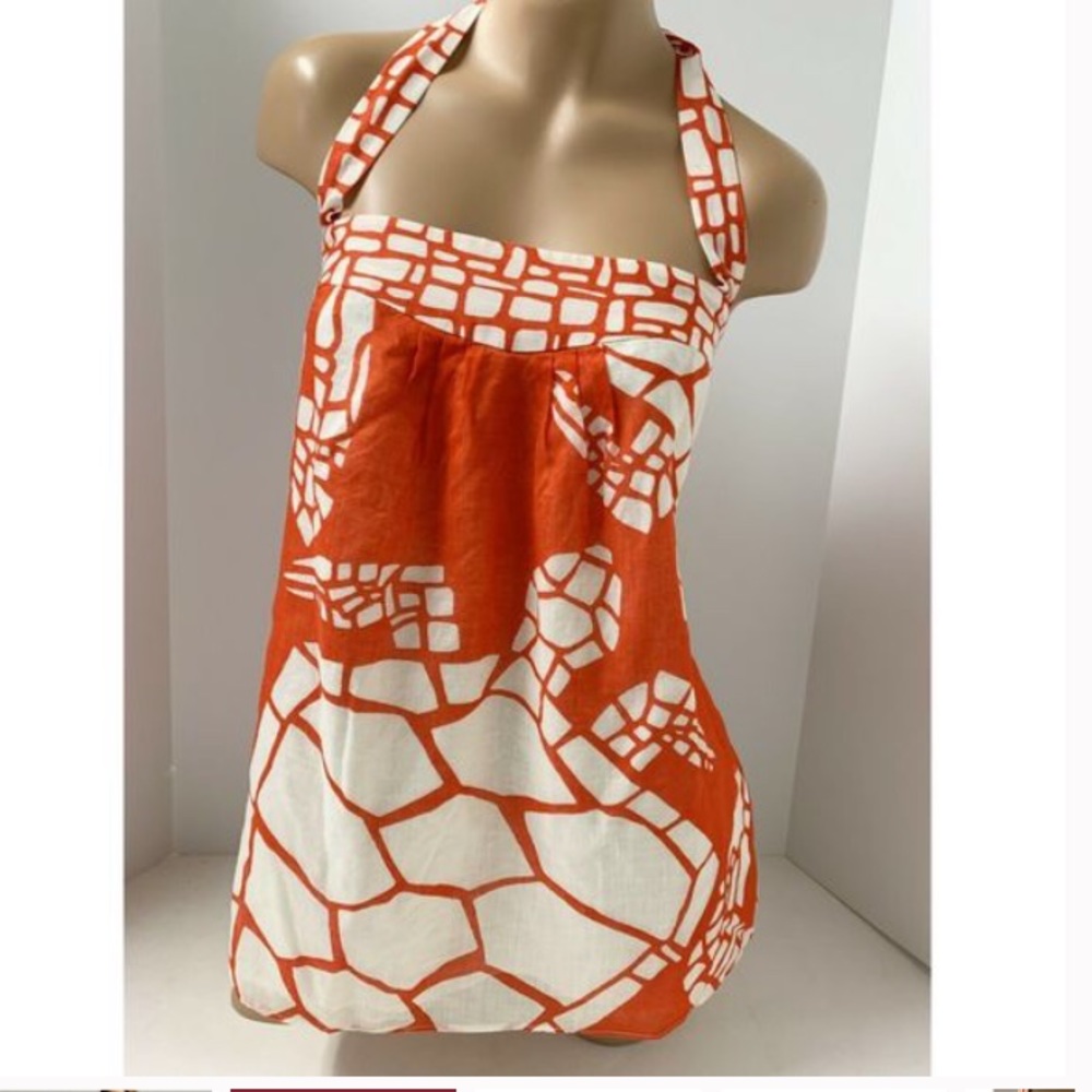 J. Crew orange and white cotton turtle tank top